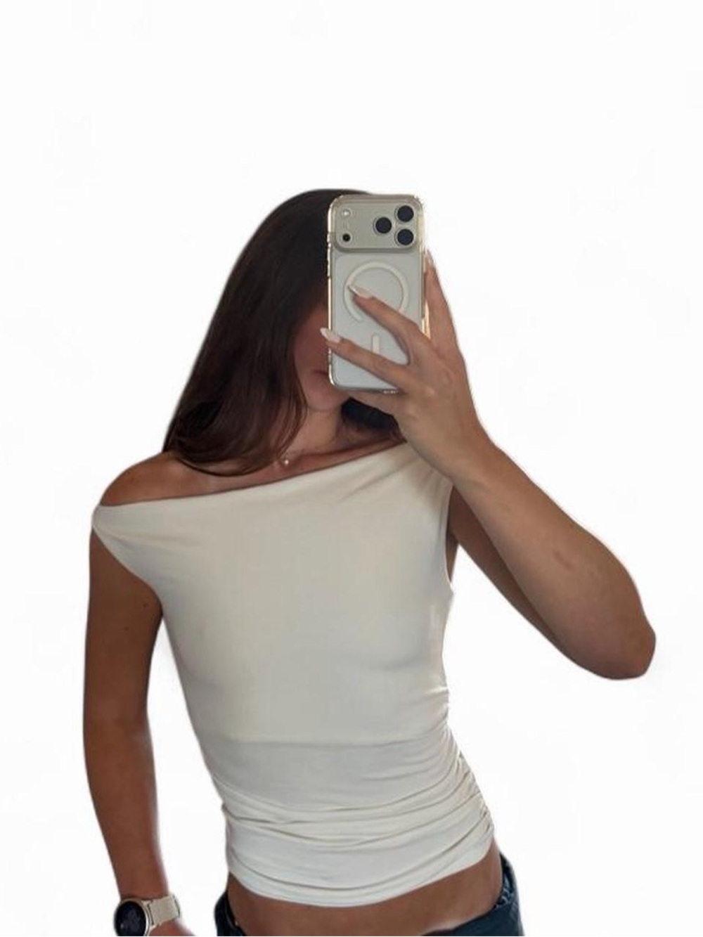 Workshop Republic Clothing Light Gray Asymmetrical Ruched Skirt